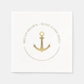 Nautical Gold Anchor - Name des Bootes Napkins Serviette (Vorderseite)