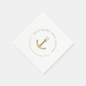 Nautical Gold Anchor - Name des Bootes Napkins Serviette (Ecke)