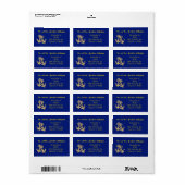 Nautical Gold Anchor Navy Blue Wide Address Labels Adressaufkleber (Vorne)