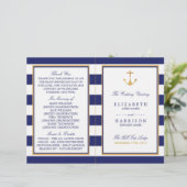 Nautical Gold Anchor, Navy/Gold Wedding Program (Stehend Vorderseite)