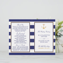 Nautical Gold Anchor, Navy/Gold Wedding Program