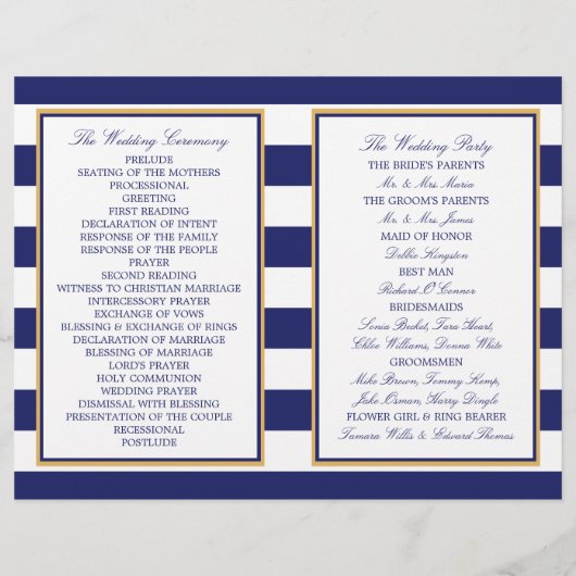 Nautical Gold Anchor, Navy/Gold Wedding Program (Rückseite)