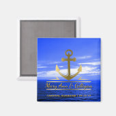 Nautical Gold Anchor Ocean Cruise Gastgeschenk Hoc Magnet (Vorderseite/Rückseite)