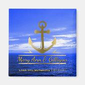 Nautical Gold Anchor Ocean Cruise Gastgeschenk Hoc Magnet (Vorne)