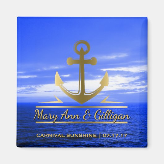 Nautical Gold Anchor Ocean Cruise Gastgeschenk Hoc Magnet (Vorne)