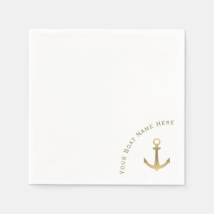 Nautical Gold Anchor - Schiffsname Serviette
