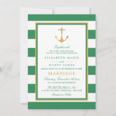Nautical Gold Anchor, Sea Green & Gold Hochzeit Einladung (Vorderseite)