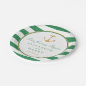 Nautical Gold Anchor, Sea Green & Gold Hochzeit Pappteller (Schrägansicht)