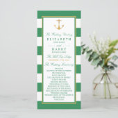 Nautical Gold Anchor, Sea Green & Gold Hochzeit Programm (Stehend Vorderseite)
