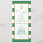 Nautical Gold Anchor, Sea Green & Gold Hochzeit Programm (Vorderseite)