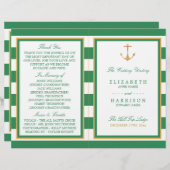 Nautical Gold Anchor, Sea Green Wedding Program (Vorne/Hinten)