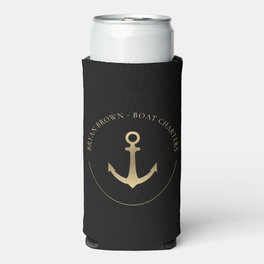 Nautical Gold Anchor Seltzer kann kühlen Selters Dosenkühler (Seltzer Vorderseite)
