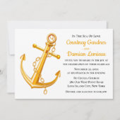 Nautical Gold Anchor Wedding Beach Summer Einladung (Vorderseite)