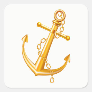 Nautical Gold Anchor Wedding Summer Beach Quadratischer Aufkleber