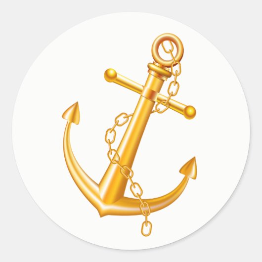 Nautical Gold Anchor Wedding Summer Beach Runder Aufkleber (Vorderseite)