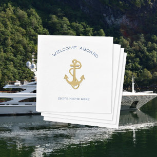 Nautical Gold Anchor Willkommen an Bord von Napkin Serviette