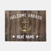 Nautical Gold Anchor Wood Willkommen auf dem Schif Fußmatte (Vorderseite)