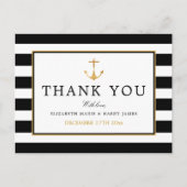 Nautical Gold Anker, Black & Gold Vielen Dank Postkarte (Vorderseite)