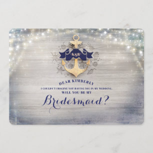 Nautical Gold Anker wirst du meine Bridesmaid sein Einladung