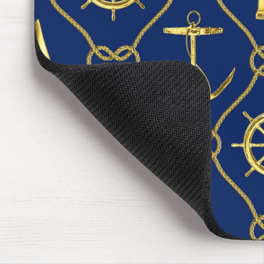 Nautical Gold Blue Lighthouse Sailboat Desk Mousepad (Ecke)