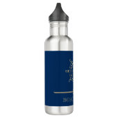 Nautical Gold Boat Wheel, Navy Blue Edelstahlflasche (Links)