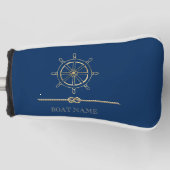 Nautical Gold Boat Wheel, Navy Blue Golf Headcover (Vorderseite)
