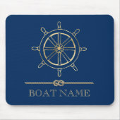 Nautical Gold Boat Wheel, Navy Blue Mousepad (Vorne)