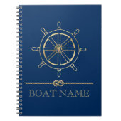 Nautical Gold Boat Wheel, Navy Blue Notizblock (Vorderseite)