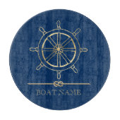 Nautical Gold Boat Wheel, Navy Blue Schneidebrett (Vorderseite)