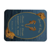 Nautical Gold Seepferd Beach Hochzeit Save the Dat Magnet (Horizontal)