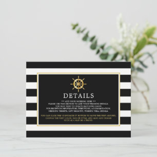 Nautical Gold Wheel, Black & Gold Wedding Detail Begleitkarte