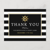 Nautical Gold Wheel, Black/Gold Wedding Vielen Dan Postkarte (Vorderseite)