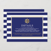 Nautical Gold Wheel, Navy & Gold Wedding Detail Begleitkarte (Vorne/Hinten)