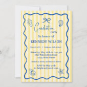 Nautical Graduation Party Invitation Blue Coastal Einladung (Vorderseite)