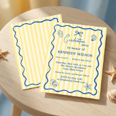 Nautical Graduation Party Invitation Blue Coastal Einladung