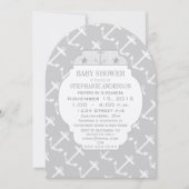 Nautical Gray Anchor Baby Shower Einladung (Vorderseite)