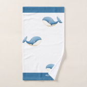 Nautical Gray Blue White Whale Badhandtuch Set (Handtuch)