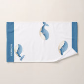 Nautical Gray Blue White Whale Badhandtuch Set (Handtuch)