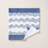 Nautical Gray Blue White Whale Waves Badetuch Badhandtuch Set (Waschlappen)