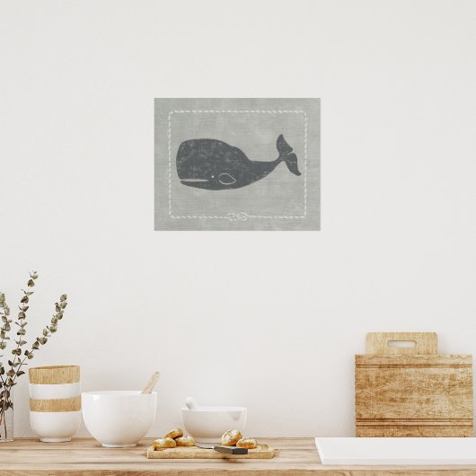 Nautical Gray Whale Poster (Küche)