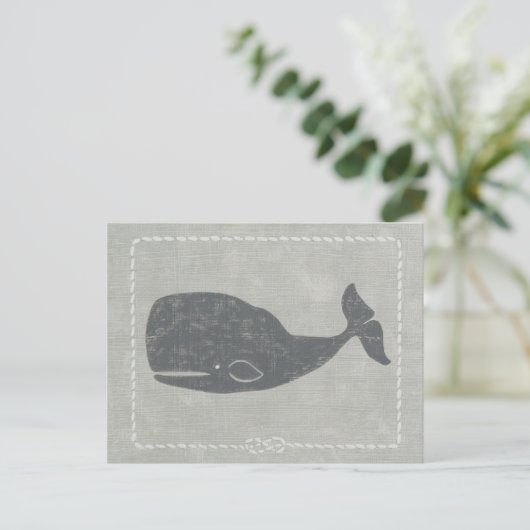 Nautical Gray Whale Postkarte (Stehend Vorderseite)