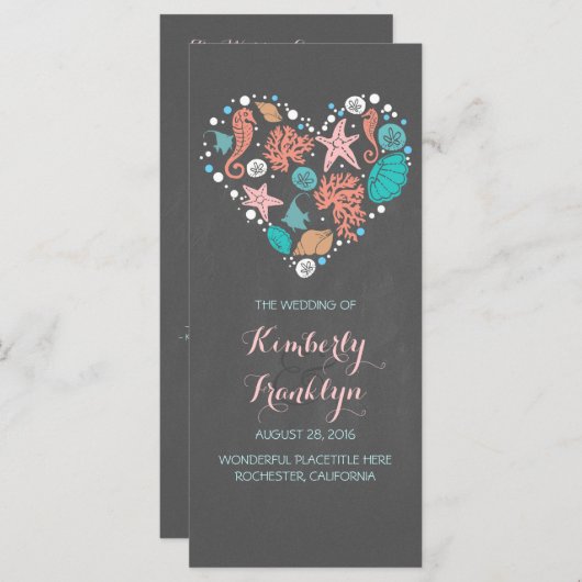 Nautical Heart Beach Hochzeitsprogramme Programm (Vorne/Hinten)