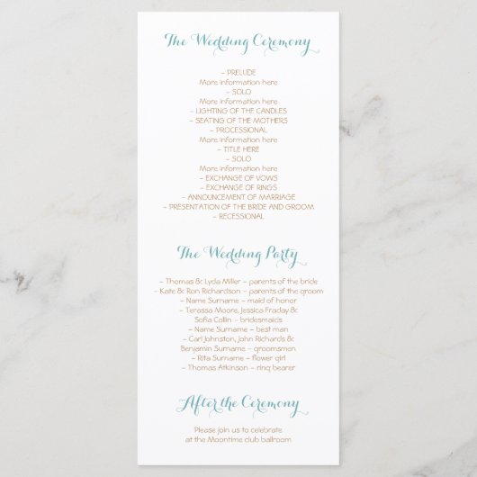 Nautical Heart Beach White Wedings Programme (Rückseite)