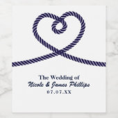 Nautical Heart Rope Liebe Hochzeit Custom Wine Lab Weinetikett (Einzelnes Label)