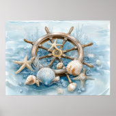Nautical Helm Coastal Wall Art Print | Wall Poster (Vorne)