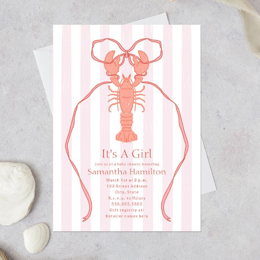 Nautical Hummer Pink Bow Es ist eine Girl Baby Dus Einladung