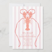 Nautical Hummer Pink Bow Es ist eine Girl Baby Dus Einladung (Vorderseite)