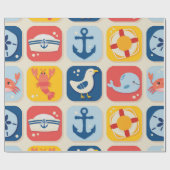 Nautical Icon Grid Pattern Geschenkpapier (Flach)