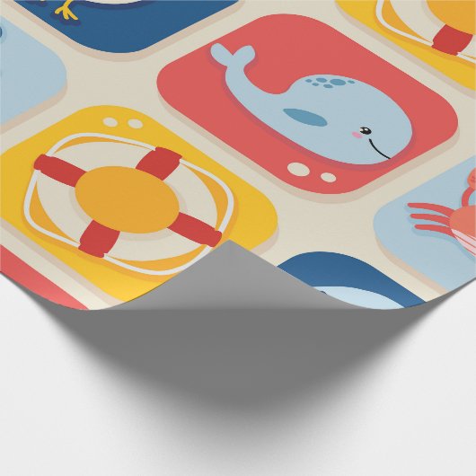 Nautical Icon Grid Pattern Geschenkpapier (Ecke)