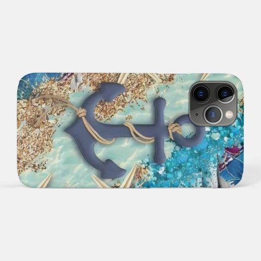 Nautical iPhone Case with Blue Anchor (Rückseite (Horizontal))
